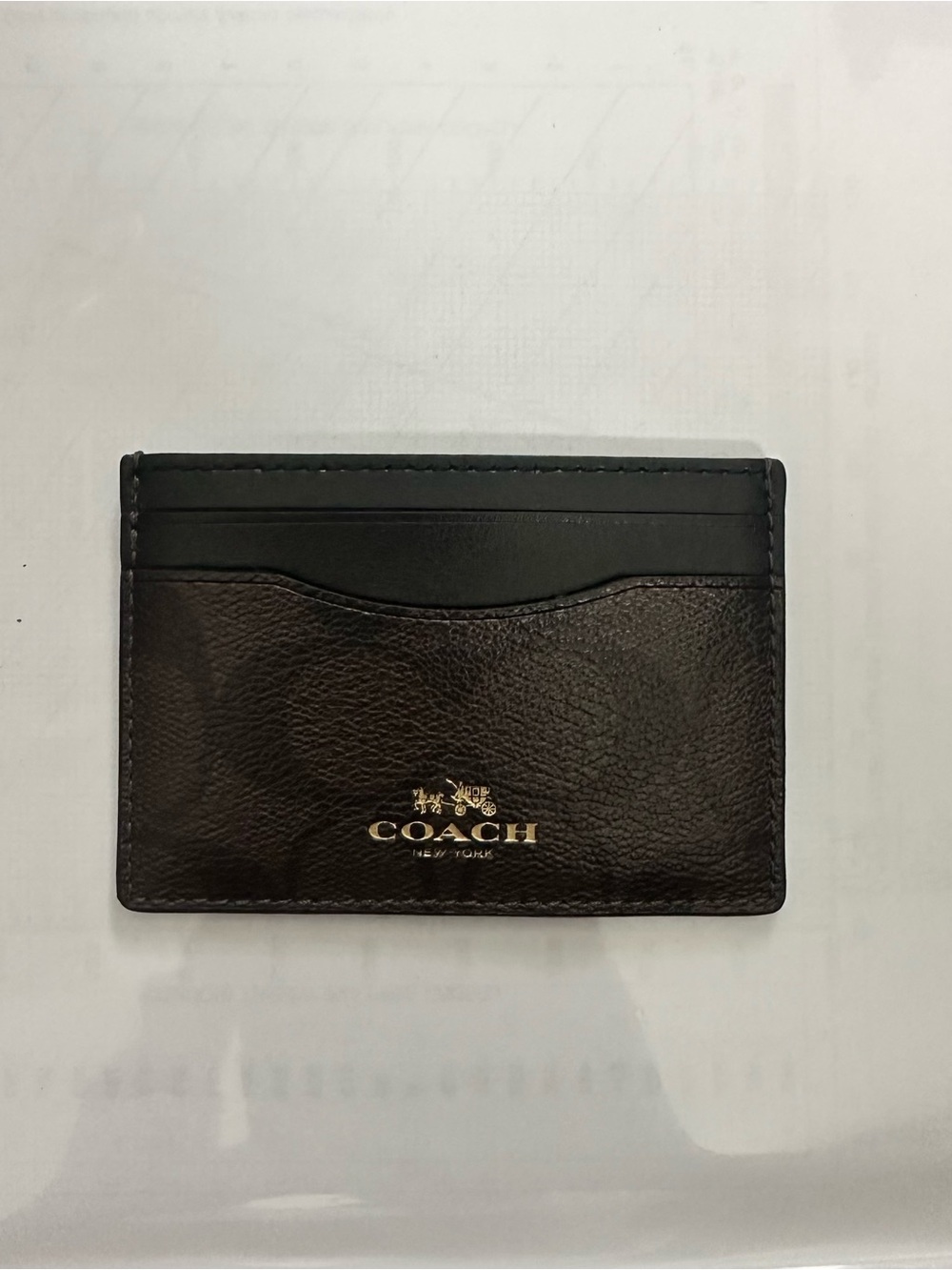 COACH Black Brown Leather Card Holder